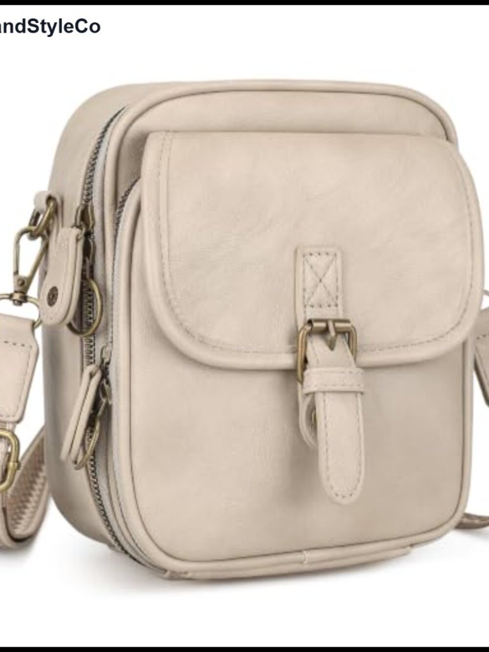Vegan PU Leather Small Crossbody Bag with Built-in Wallet, Anti-Theft Zippers